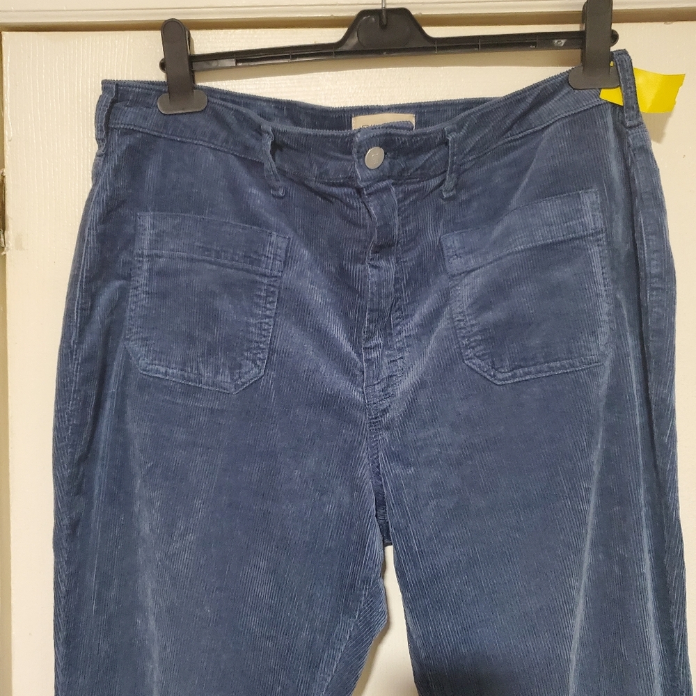 Pilcro Anthropologie Blue Corduroy Straight Leg Pants Fall Women's Size 33 Tall - Picture 3 of 6
